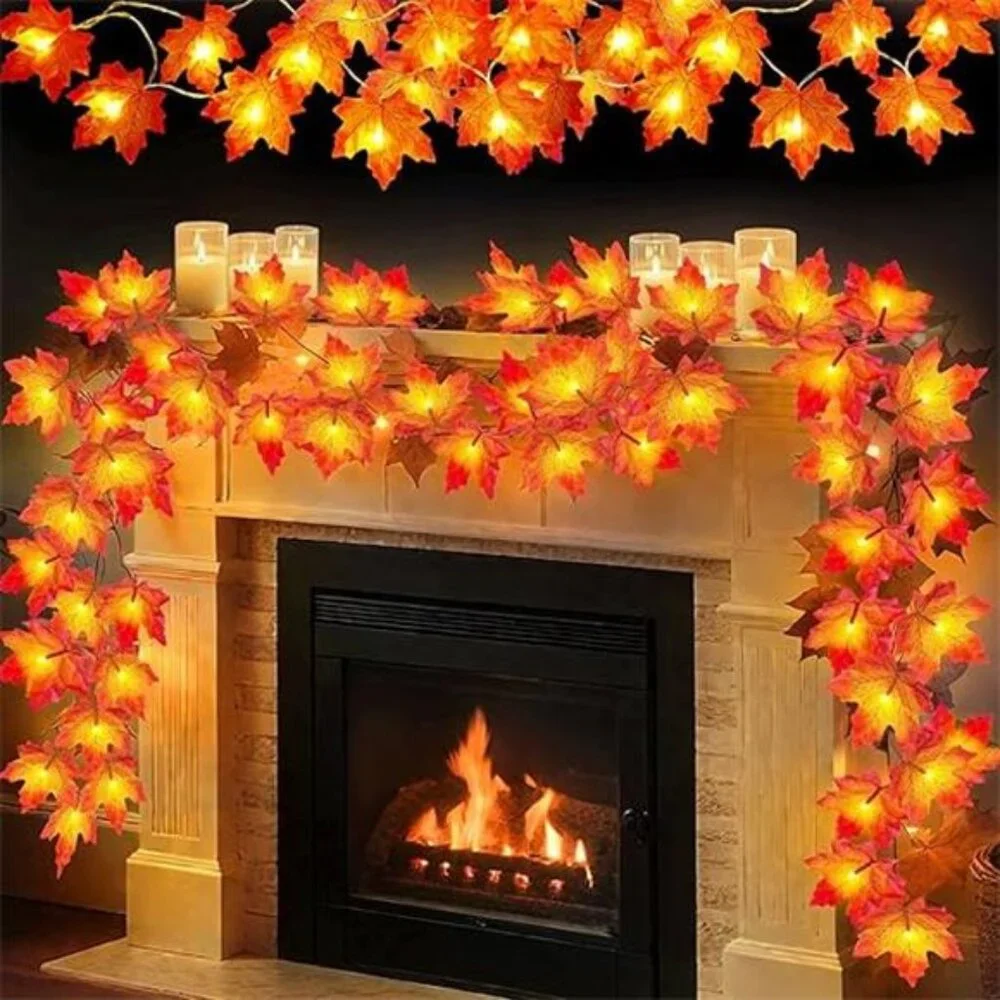 4 Pack Fall Decor Fall Garland with Lights Halloween Fall Decorations for Home